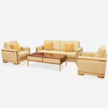 HAOSEN Luxury european office/home sectional sofa Genuine leather sofa set and wooden coffee\Tea table (s039,Buff,Real Leather)